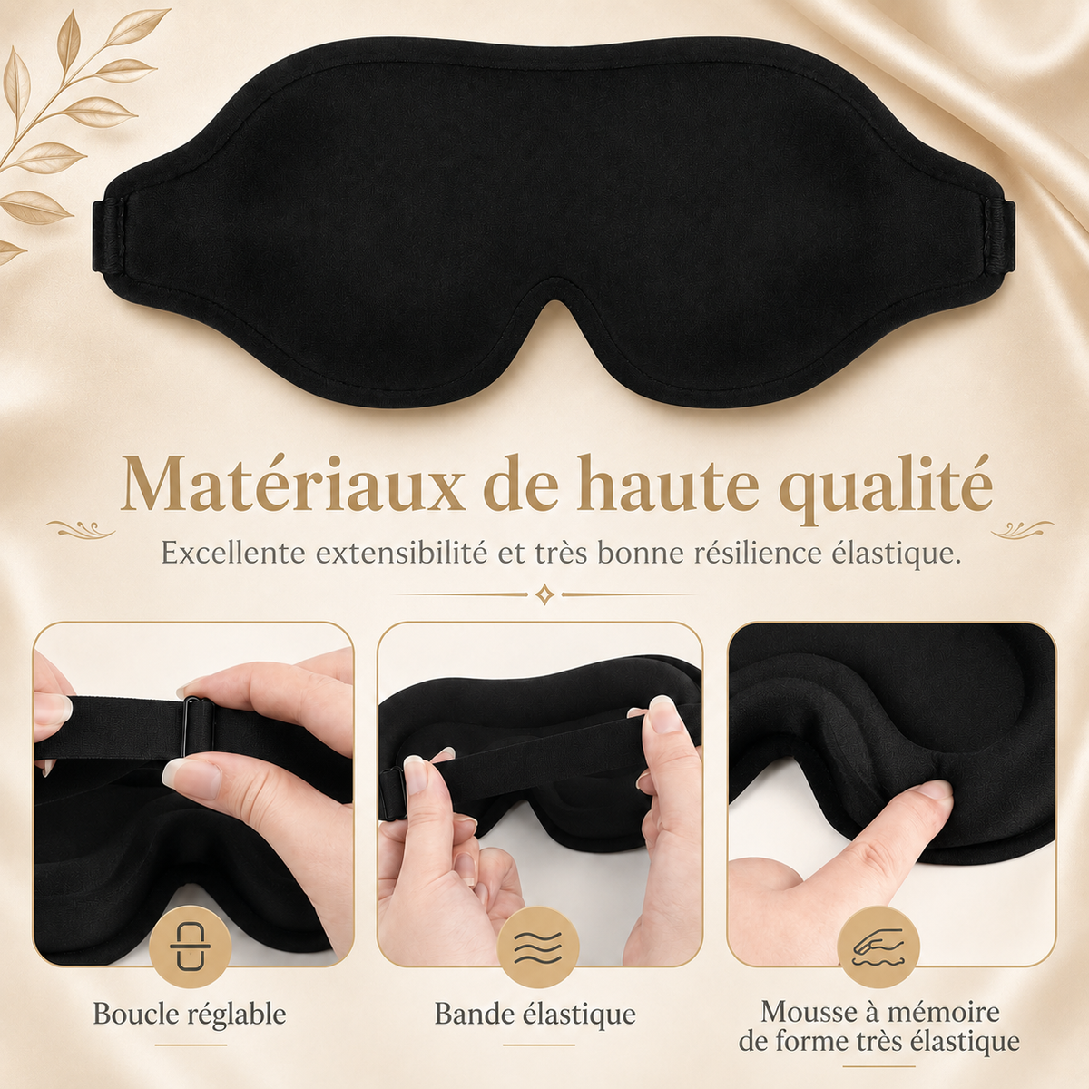 Masque de sommeil en soie 3D