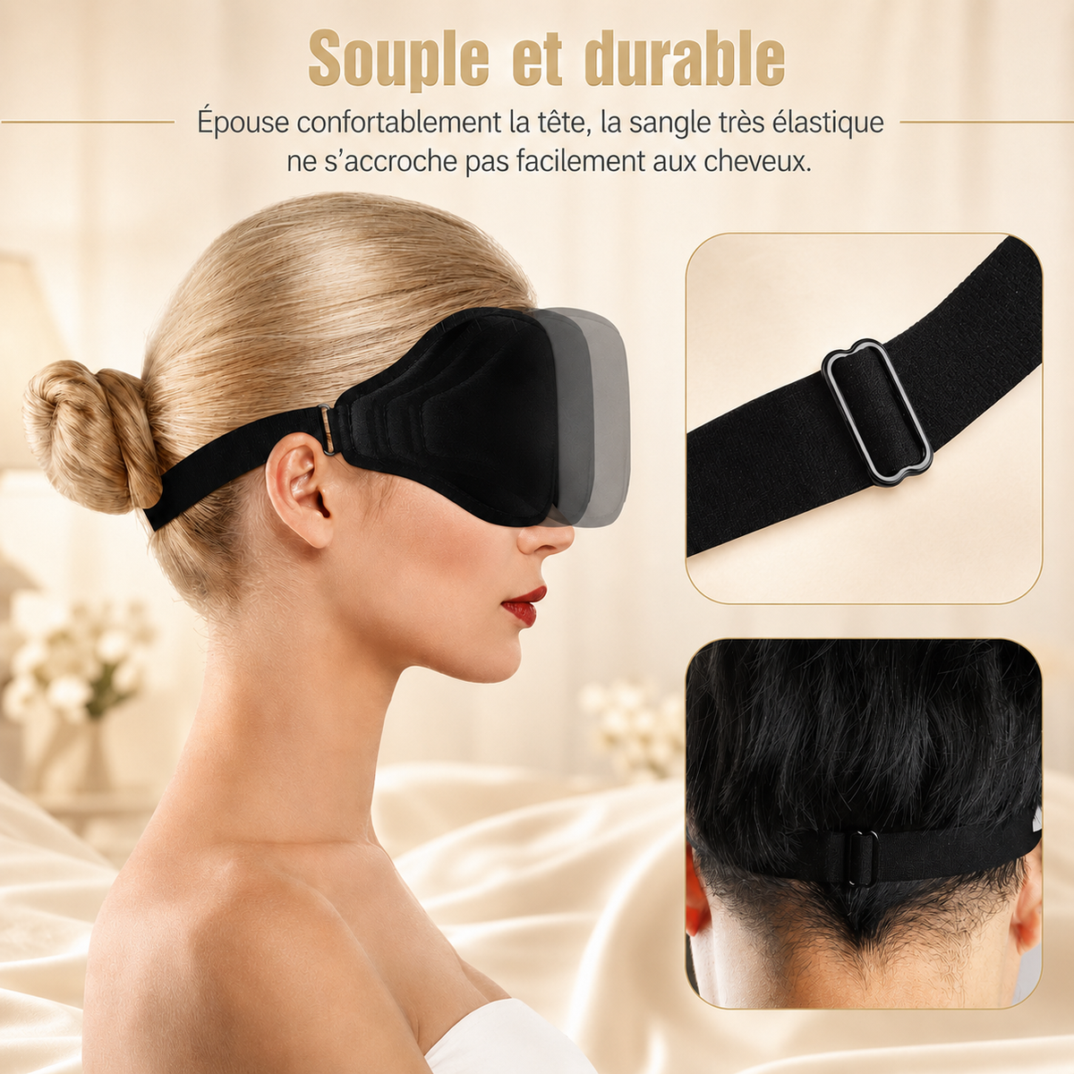 Masque de sommeil en soie 3D