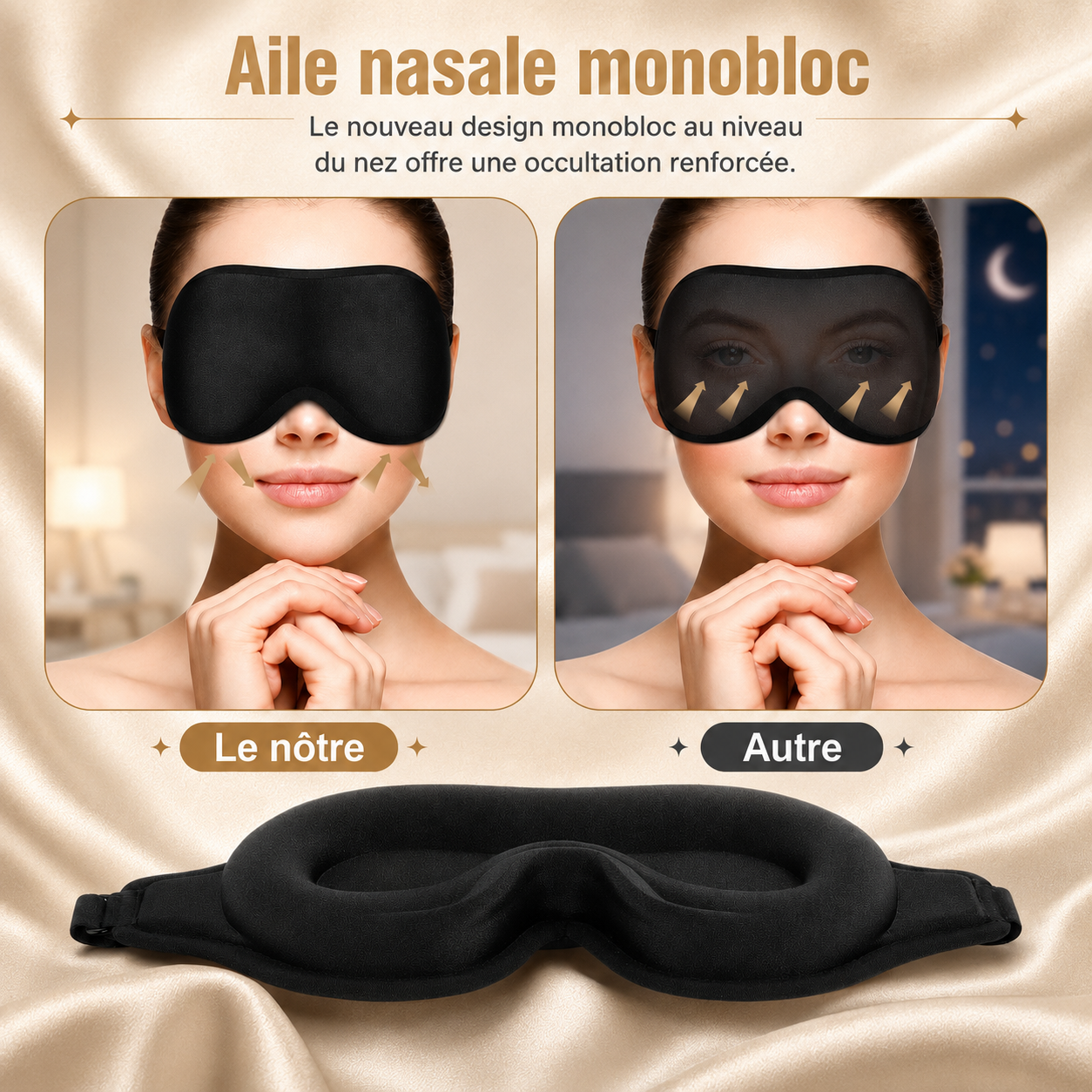 Masque de sommeil en soie 3D